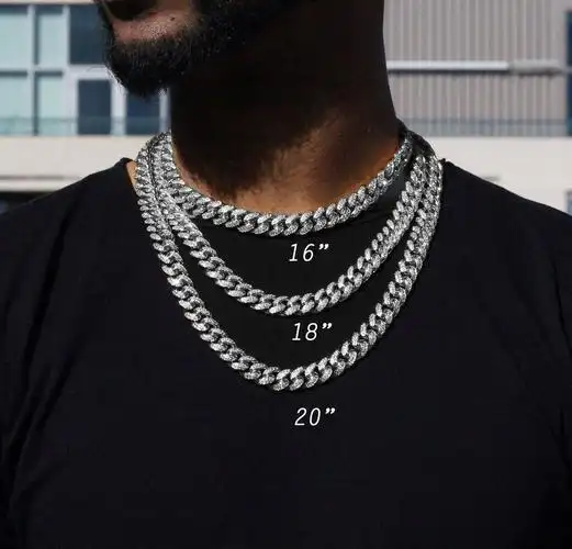 现货golden gilt 18k白金镶钻古巴嘻哈项链 吴亦凡 白金色