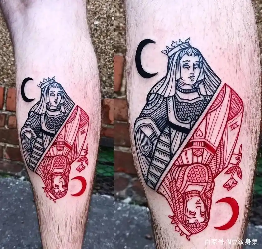 欧美扑克牌纹身手稿