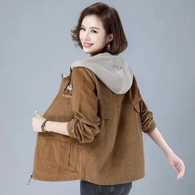 ht- 506 灯芯绒外套女2020年春秋季新款宽松休闲短款条绒上衣百搭夹克