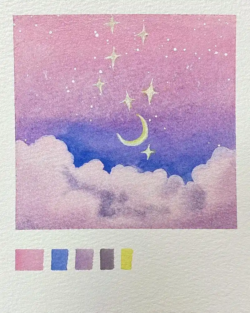水彩入门|清新梦幻星空 属于画画人的浪漫.多抬头看看星空吧  - 抖音