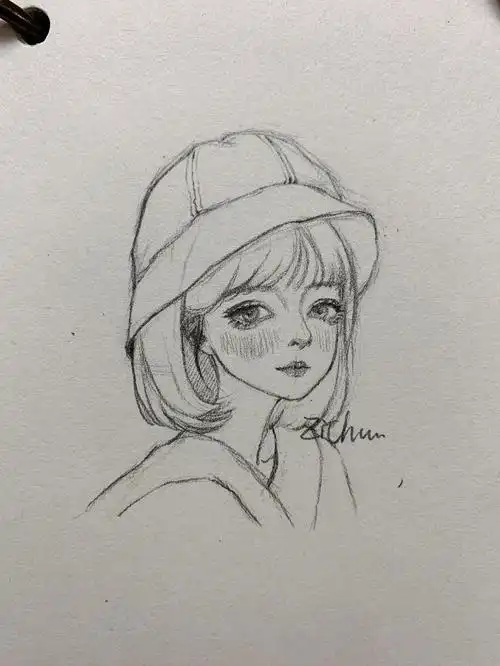 手绘少女线稿练习