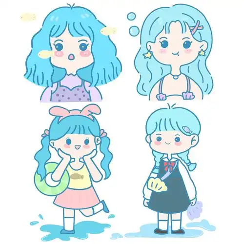 卡通简笔画人物彩色可爱头像