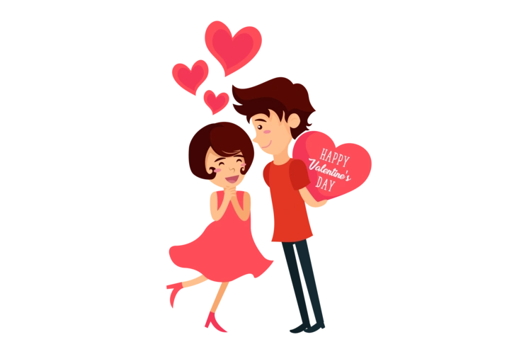 可爱快乐情人节卡通人物矢量插画v1