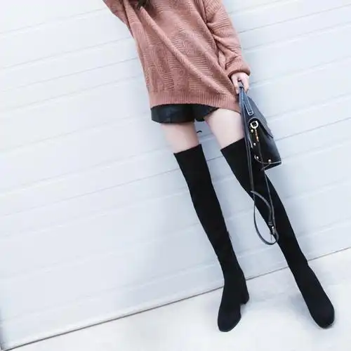 长靴女过膝新款高跟百搭显瘦弹力靴高筒小辣椒