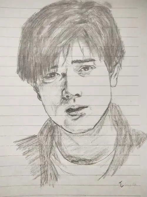 自学素描第五天,四大天王郭富城,画的有点崩