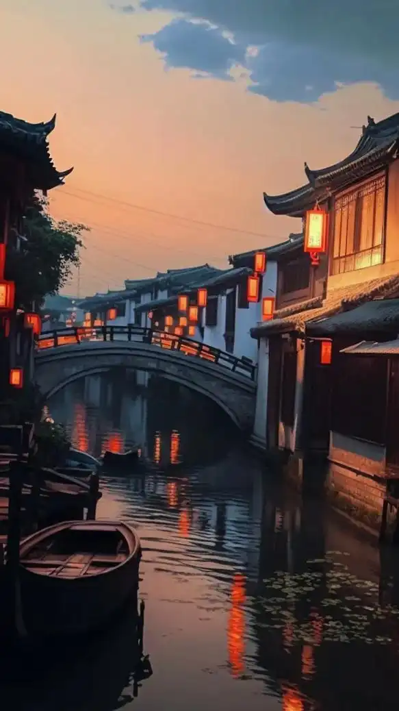 很喜欢江南黄昏风景#江南水乡美如画 #高清壁纸 #图文伙伴计划