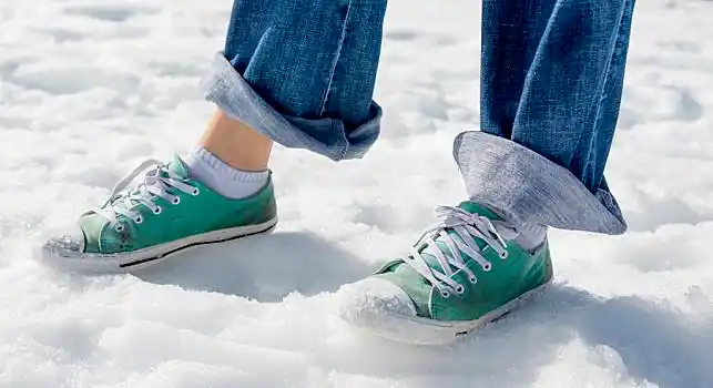 雪地鞋,女人,街道,鞋,短裤,卷起,乐趣,雪地