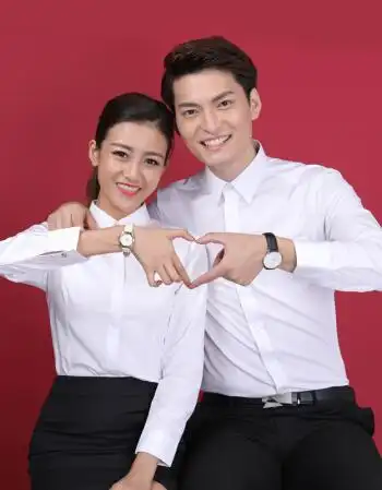 罗撒拍结婚证件照白色衬衫男女长袖衬衣情侣装登记领证拍照上衣服 男