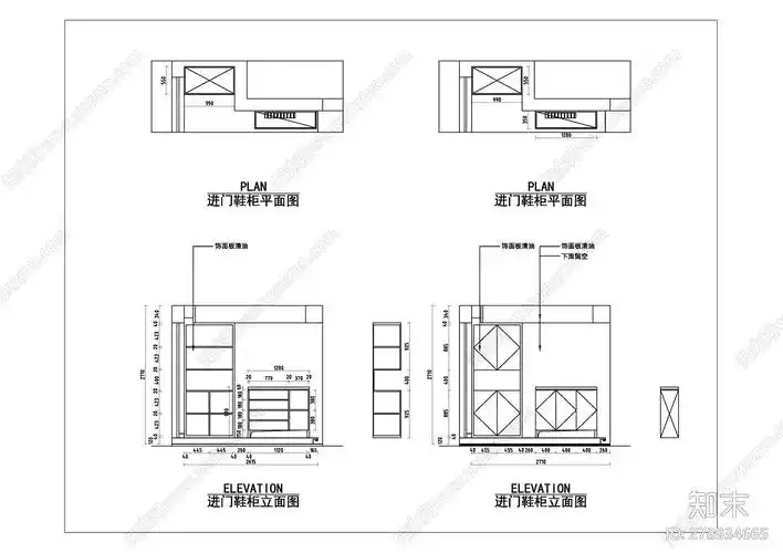 鞋柜平立面详图施工图下载