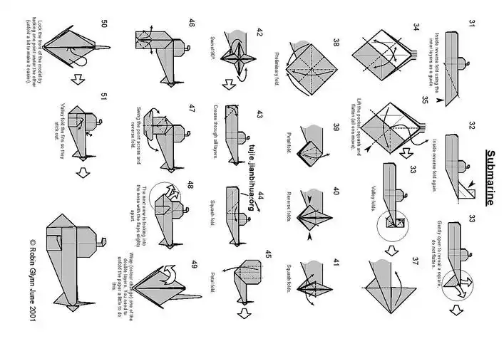 纸潜艇制作步骤图解