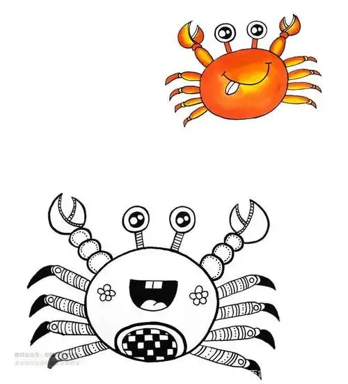 儿童画教程|童趣创想美术课程《快乐的小螃蟹》