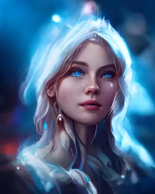 用disco diffusion 的画画ai画了几张冰女的头像