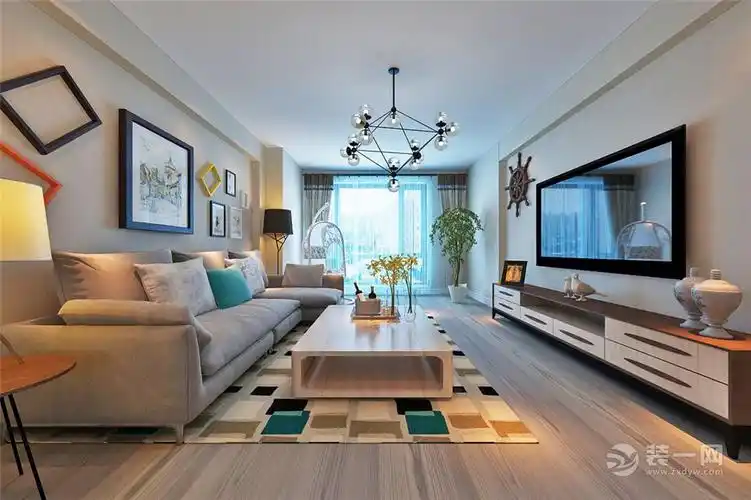 创业城140平现代风格三居室客厅-家居美图-装一网效果图