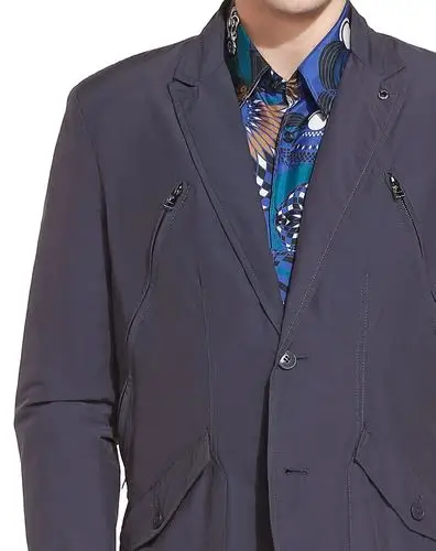 versace collection男装专场 藏青色简约时尚长袖外套