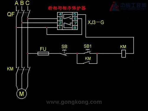 (基础)三相电动机断相与相序保护器电路图
