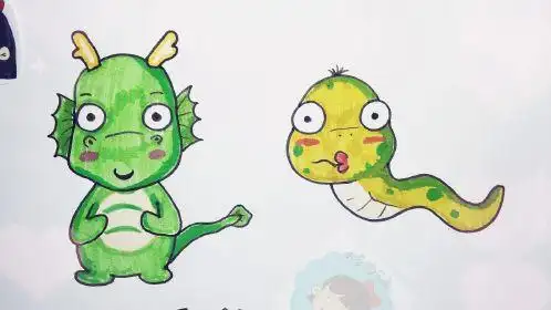 简笔画:十二生肖之龙和蛇