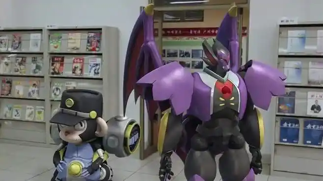 快乐酷宝:小男主在图书馆看书竟然睡觉,然后蝙蝠酷宝来捣乱-母婴亲子