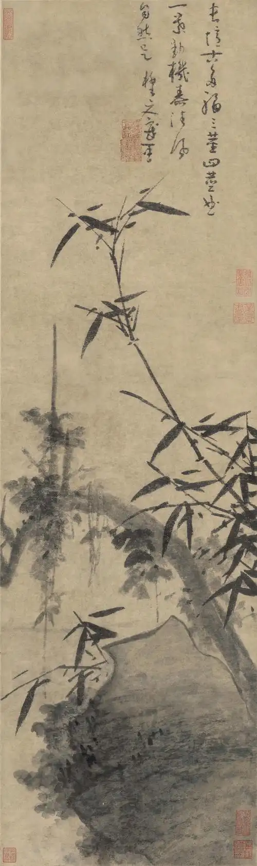 元吴镇多福图轴