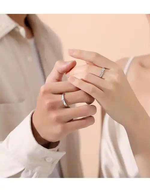 米聆925925银麦向幸福情侣对戒森系小众设计告白戒指夏季指环七夕礼物