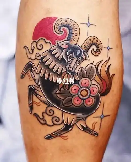 各风格羊元素纹身欣赏