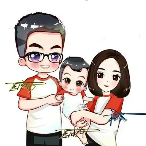 给自己一家三口制作的卡通头像