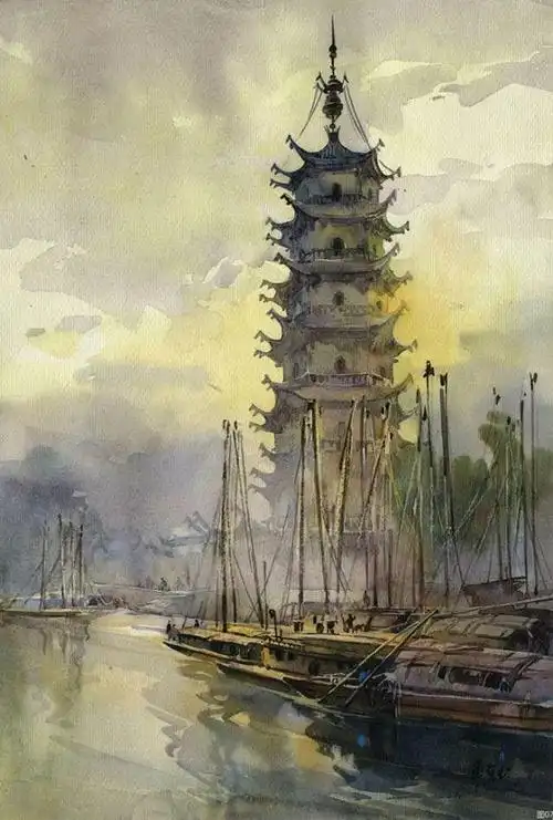 她笔下的水彩中国,好美～著名画家,清华大学建筑学院教授1952年起在