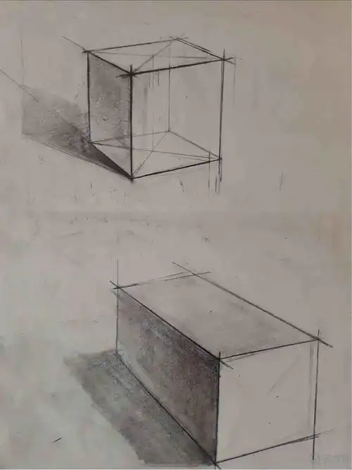 rh-7-117 六花 方体透视素描—绘画素描基础入门训练