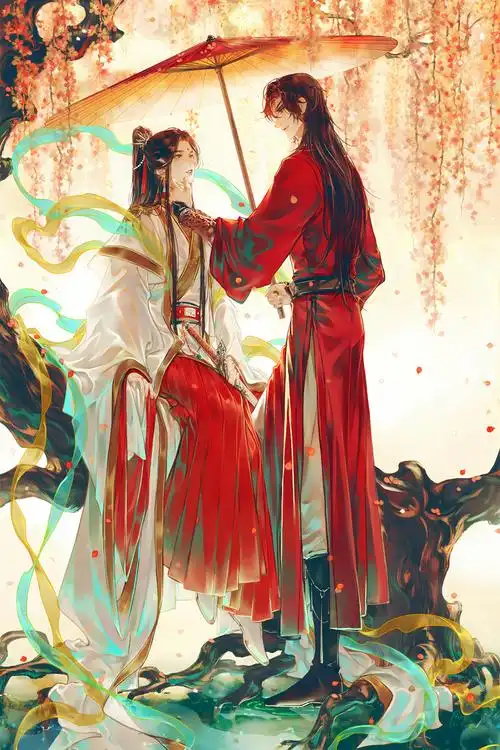 官方自营 天官赐福卷轴天官赐福海报定制壁纸挂画墙纸谢怜花城三郎花