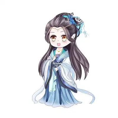 人物q版可爱女孩古风女孩古风女孩古装女孩古风q版卡通少女原创插画