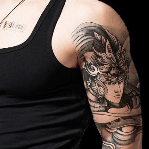 新品纹身贴花臂新款小清新赵云赵子龙男女防水大图案纹身贴半臂贴纸