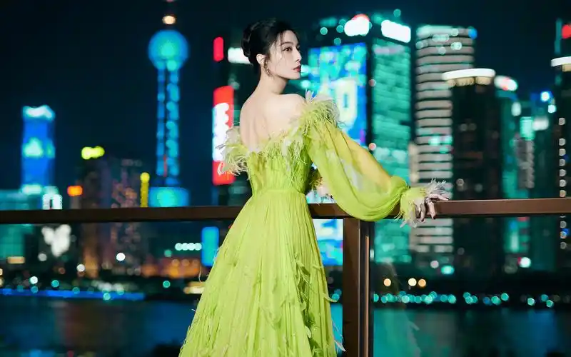 范冰冰羽毛裙性感高清桌面壁纸