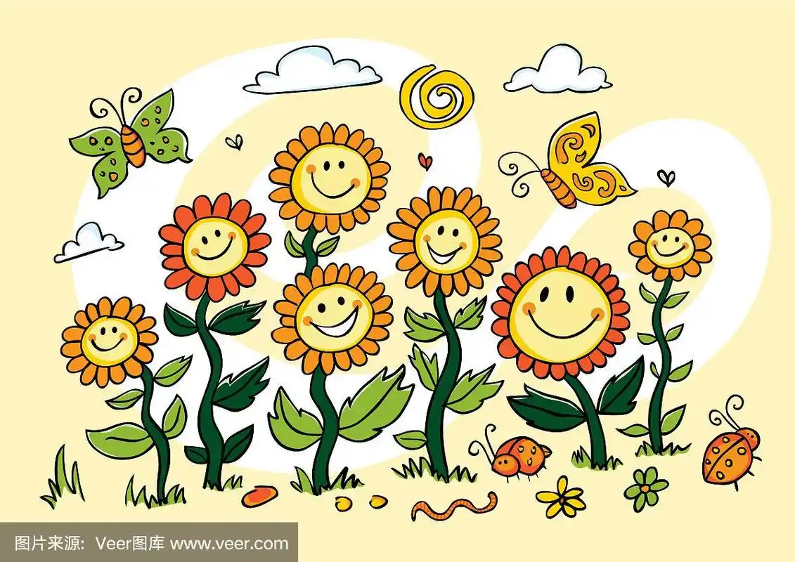 黄色的卡通向日葵