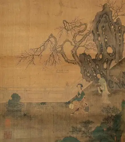 【庭院观景图 镜片 设色绢本】拍卖品_图片_价格_鉴赏_绘画_雅昌艺术