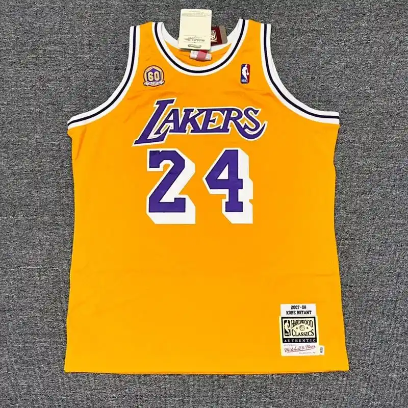 mn复古球衣湖人队60周年纪念款.24号科比黄色 发售价22 - 抖音