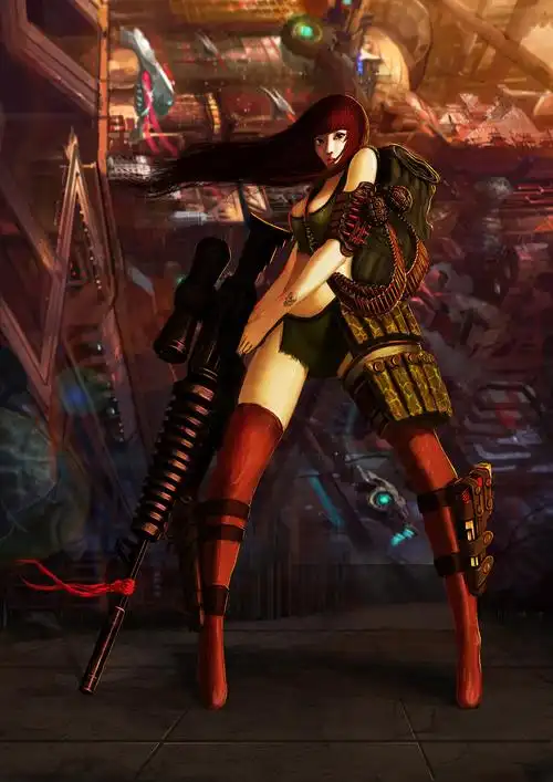 女枪手|插画|游戏原画|小桀_原创作品-站酷zcool