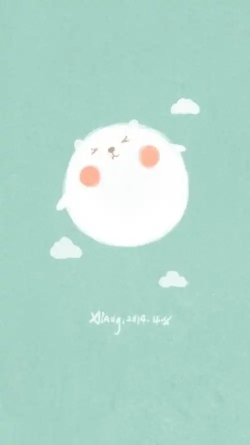 薄荷绿萌系小清新可爱北极熊iphone壁纸78637871