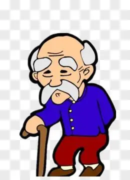 手绘卡通照顾老人背影元素pngpsd卡通手绘拄拐杖的老爷爷素材pngpsd
