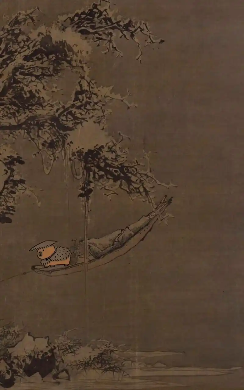 (明)朱端《寒江独钓图》豚豚穿越进名画?不清楚再看一眼! # - 抖音
