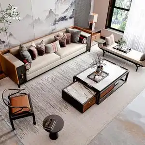 阿房新中式实木质沙发小户型客厅现代中式简约轻奢高端家具新款e1