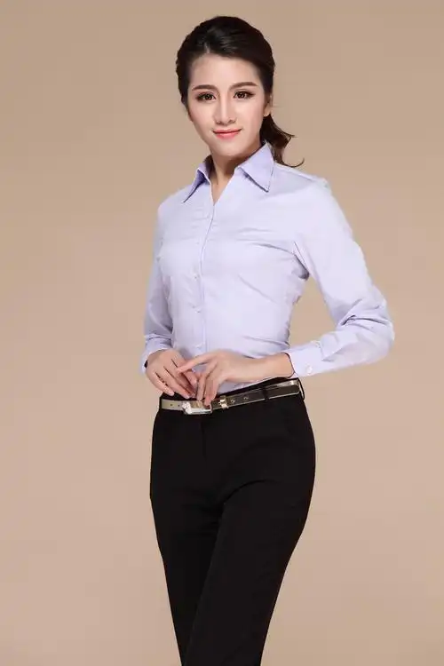 修身打底女士白色衬衣 秋季职业ol正装长袖白衬衫-女装-惠庶网