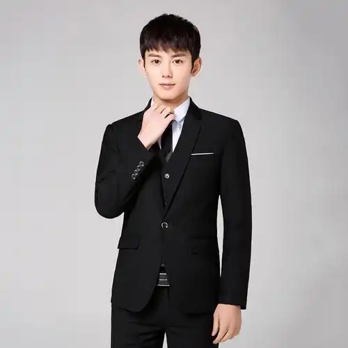 西服套装男士三件套商务正装职业小西装修身韩版伴郎新郎结婚礼服