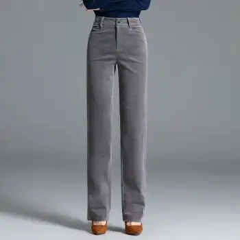 nightcat新款条绒裤女显瘦弹力灯芯绒裤女时尚直筒休闲裤女灰色26