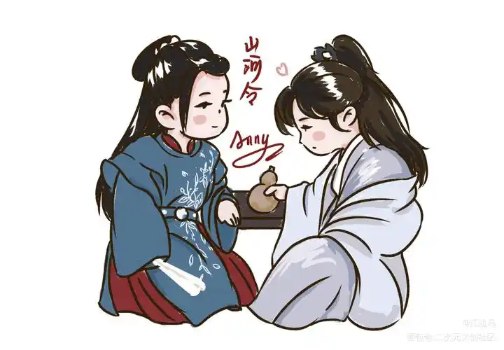 晒太阳_山河令浪浪钉温周q版绘画作品