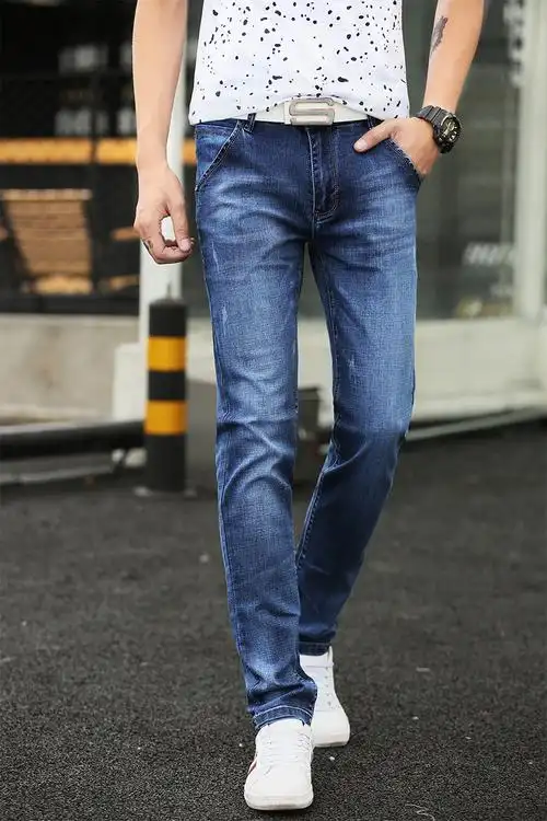 男士牛仔裤春季夏薄款青年韩版潮流学生修身小脚直筒休闲男裤子长