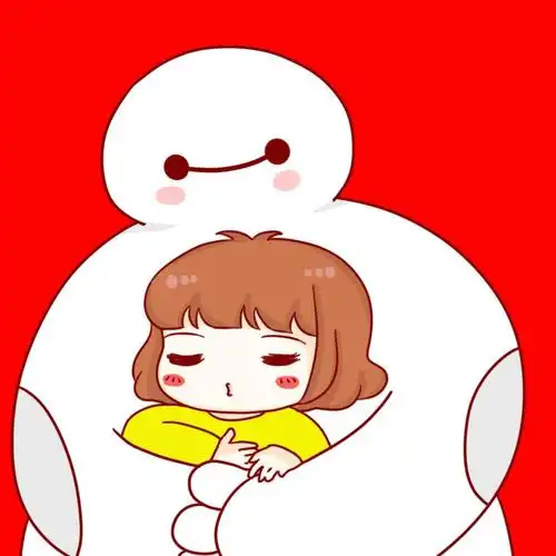 女用情侣头像被大白抱在怀里的短发女生头像