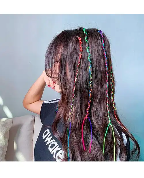 潮然蔻儿童扎头发彩色编发神器辫绳头饰发绳脏辫小辫子七彩带小女孩