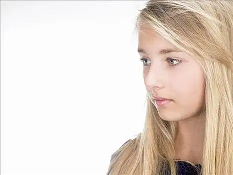 女孩,看,侧面,肖像