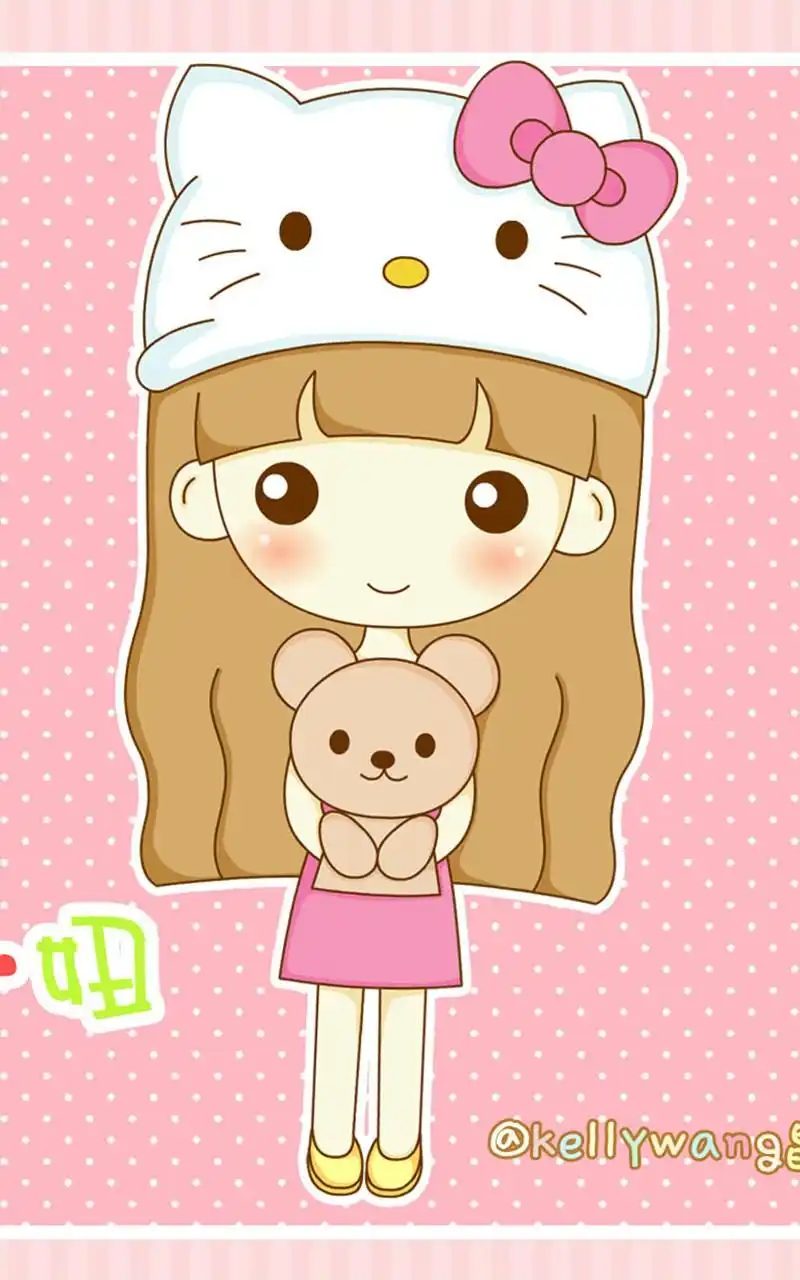 粉色主题精选可爱卡通美女手机壁纸