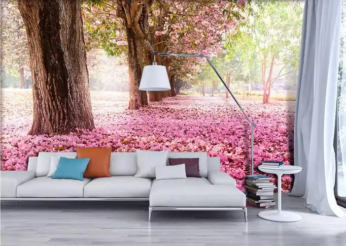 3d无缝大型立体壁画电视背景墙壁纸5d现代森林自然风景壁纸墙布