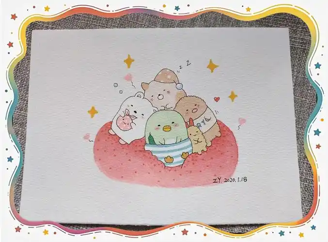 马克笔手帐萌宠插画教程